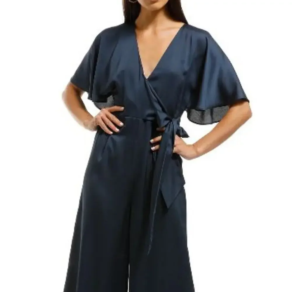 Keepsake The Label Raindrops Jumpsuit NWT Midnight Navy Blue Wide Leg Medium